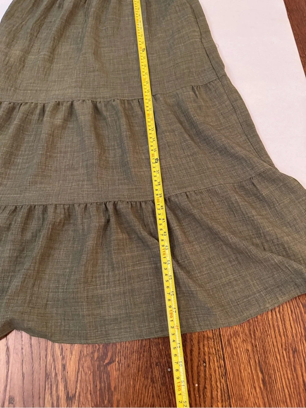 Max Studio London Olive Green Tiered Maxi Dress XS Boho